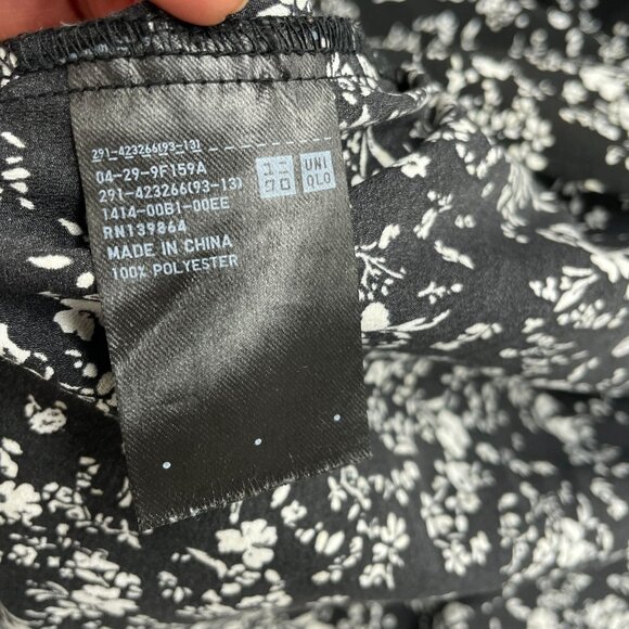 Uniqlo Sleeveless Black & White Floral Midi Dress Polyester M0076 - Picture 4 of 11